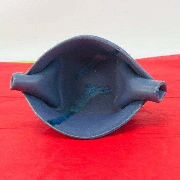 Nancy Hilborn's Sculpture Bowl Pinched Abstract Periwinkle Glaze Bowl - Picture 3 of 7
